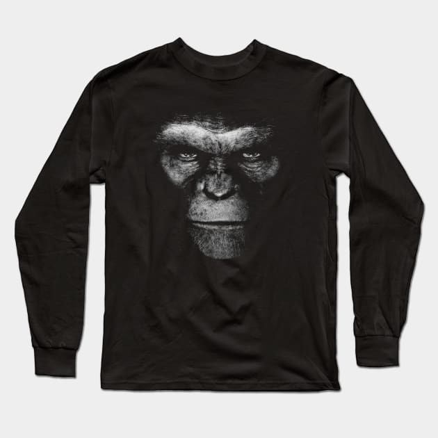 Monkey Face Mask Long Sleeve T-Shirt by Alema Art